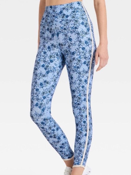 JoyLab Pants - JoyLab floral print high rise piped leggings-blue NWT 7/8 length M NWT